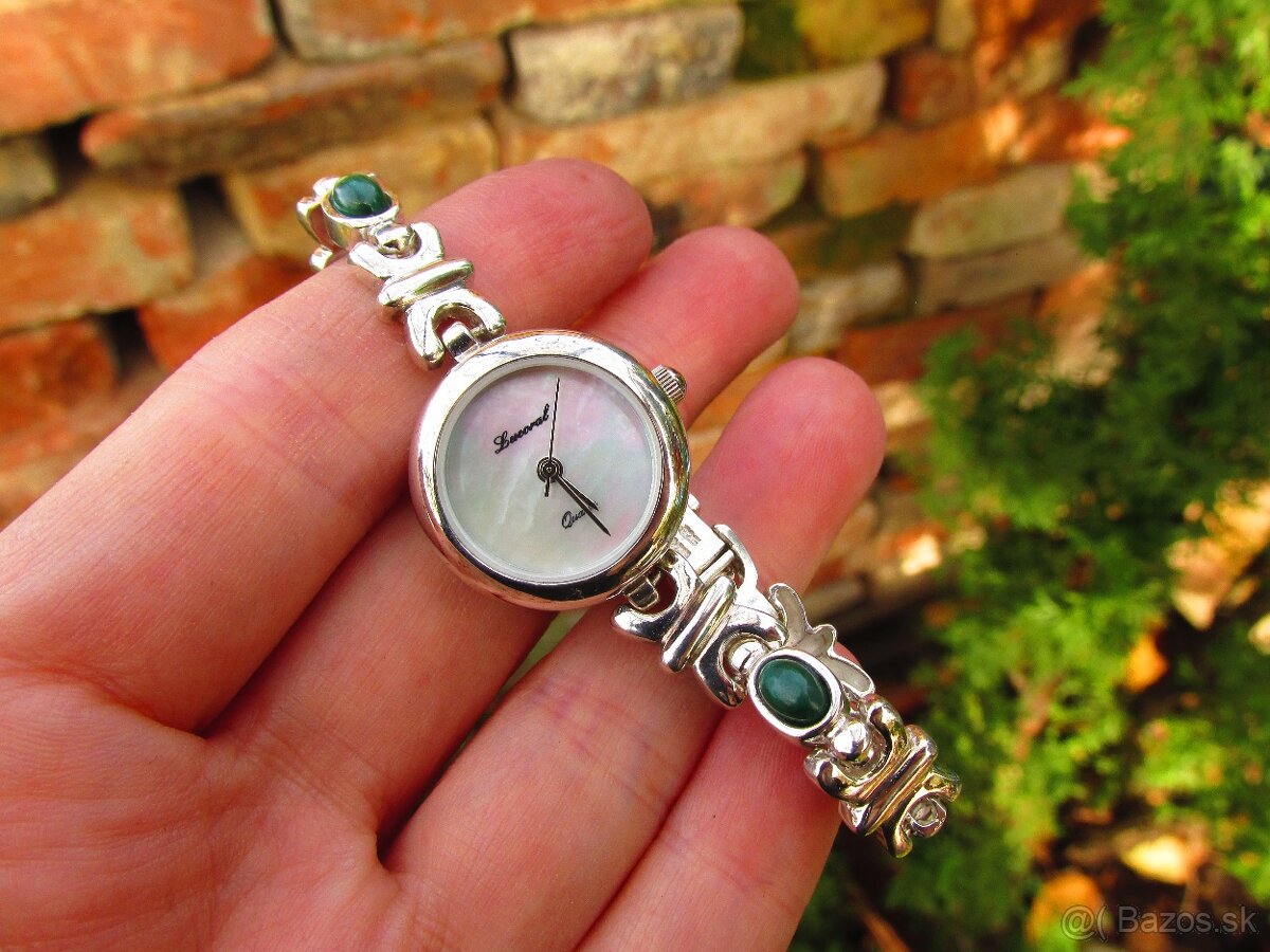 Dámske strieborné hodinky s Malachitom, Ag 925 - 6