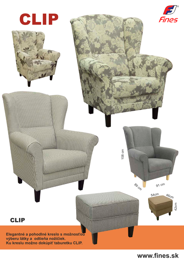 Kreslo ušiak CLIP s taburetkou - 6