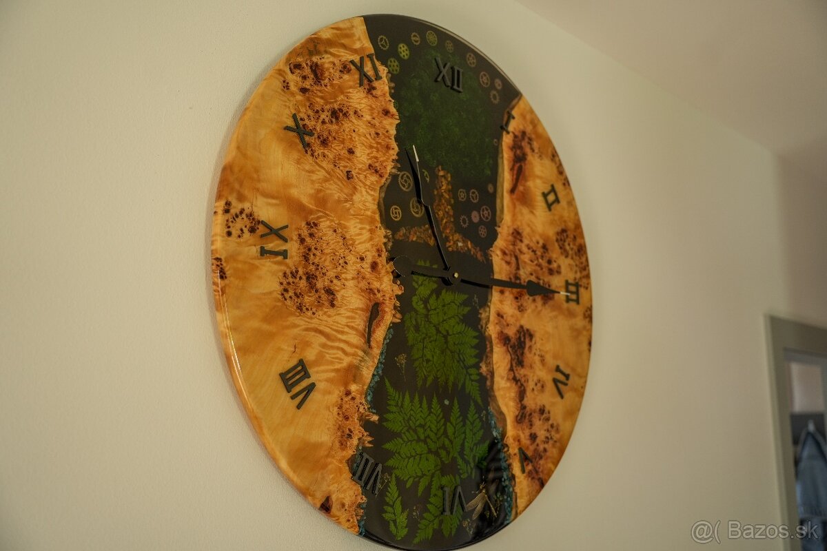 Hodiny ockovy topol a epoxid - 6