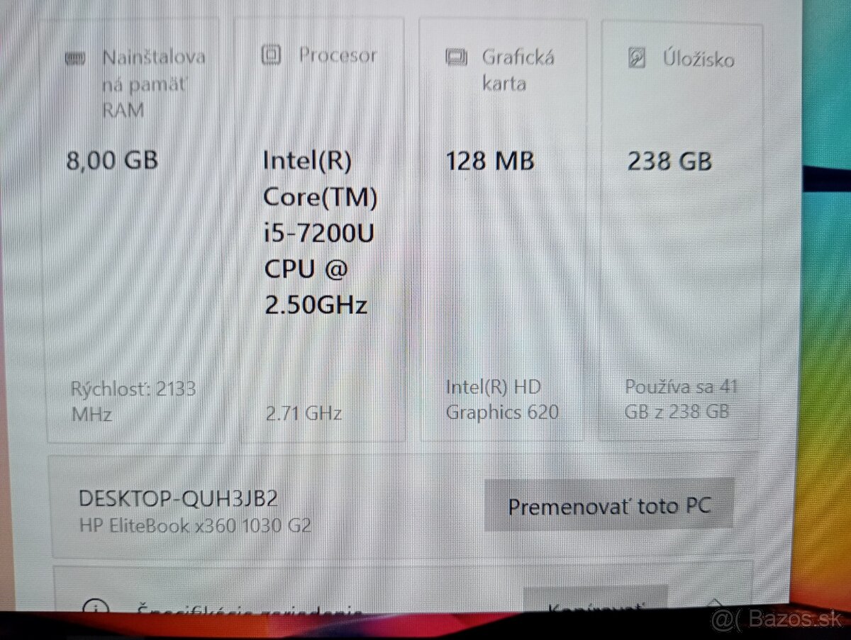 predám dotykový Hp elitebook x360 , Intel® Core™i5, 8gb ram - 6