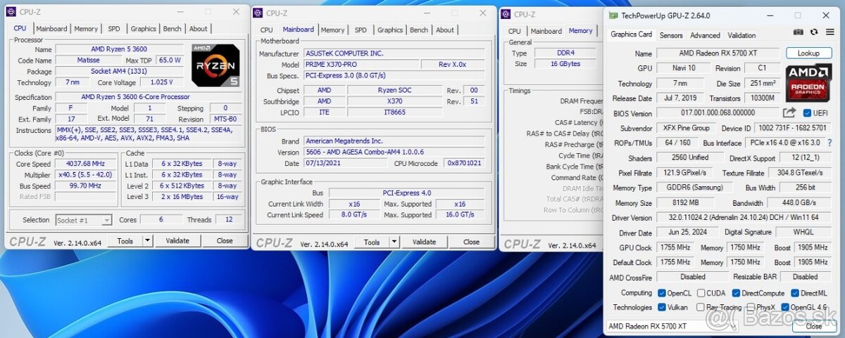 AMD RYZEN 7 3600, RX 5700XT 8GB - 6