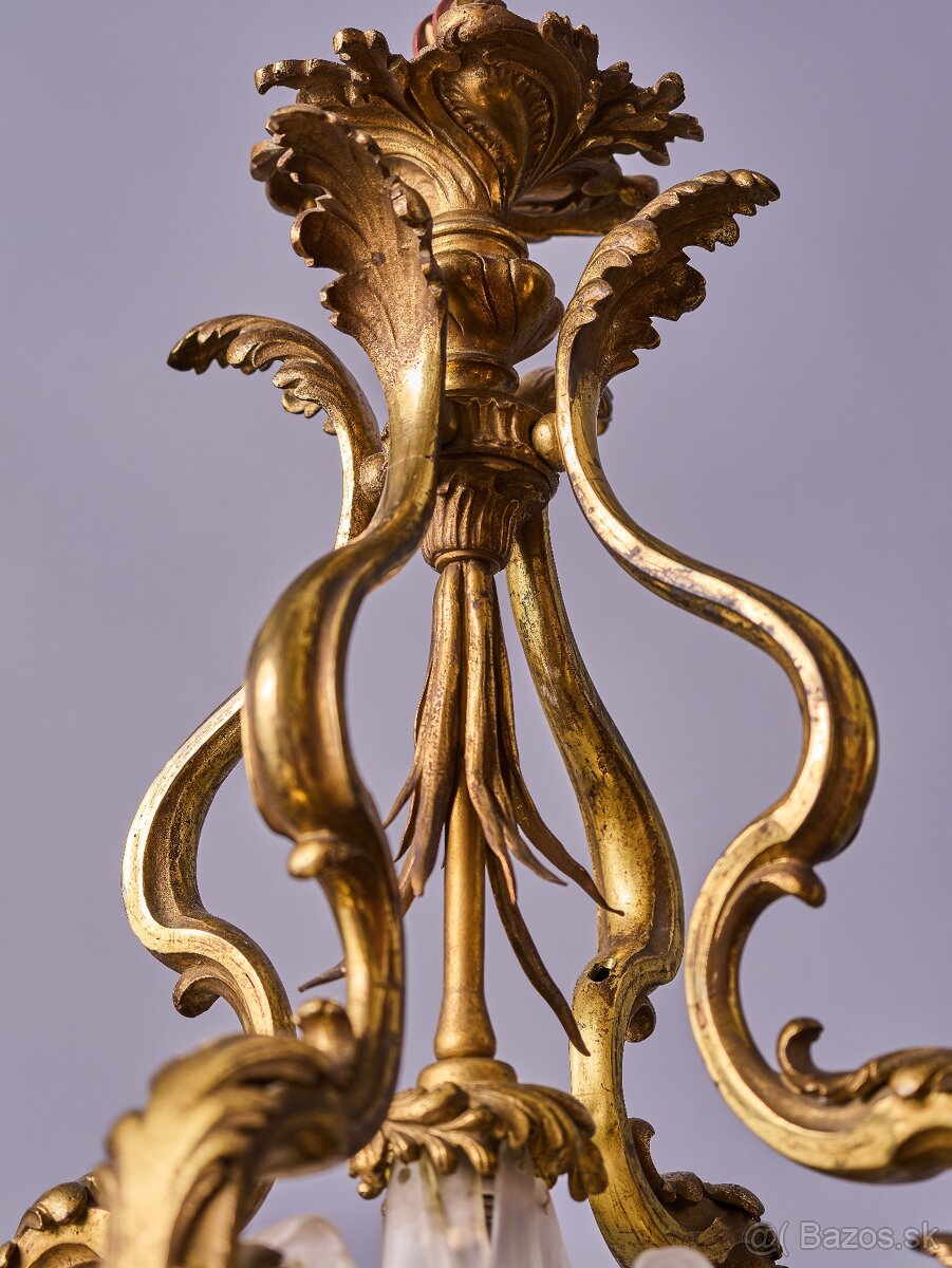 Secesný bronzový luster s kosatcami (iris) - 6