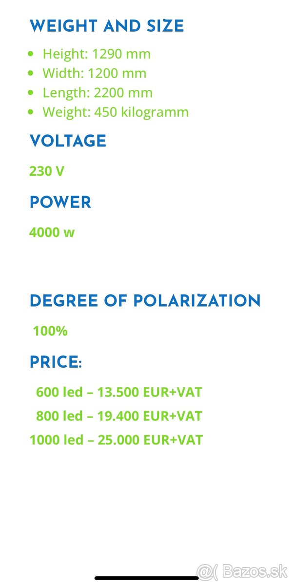 Bioptron Naturlite/Sensolite light bed 1000led - 6