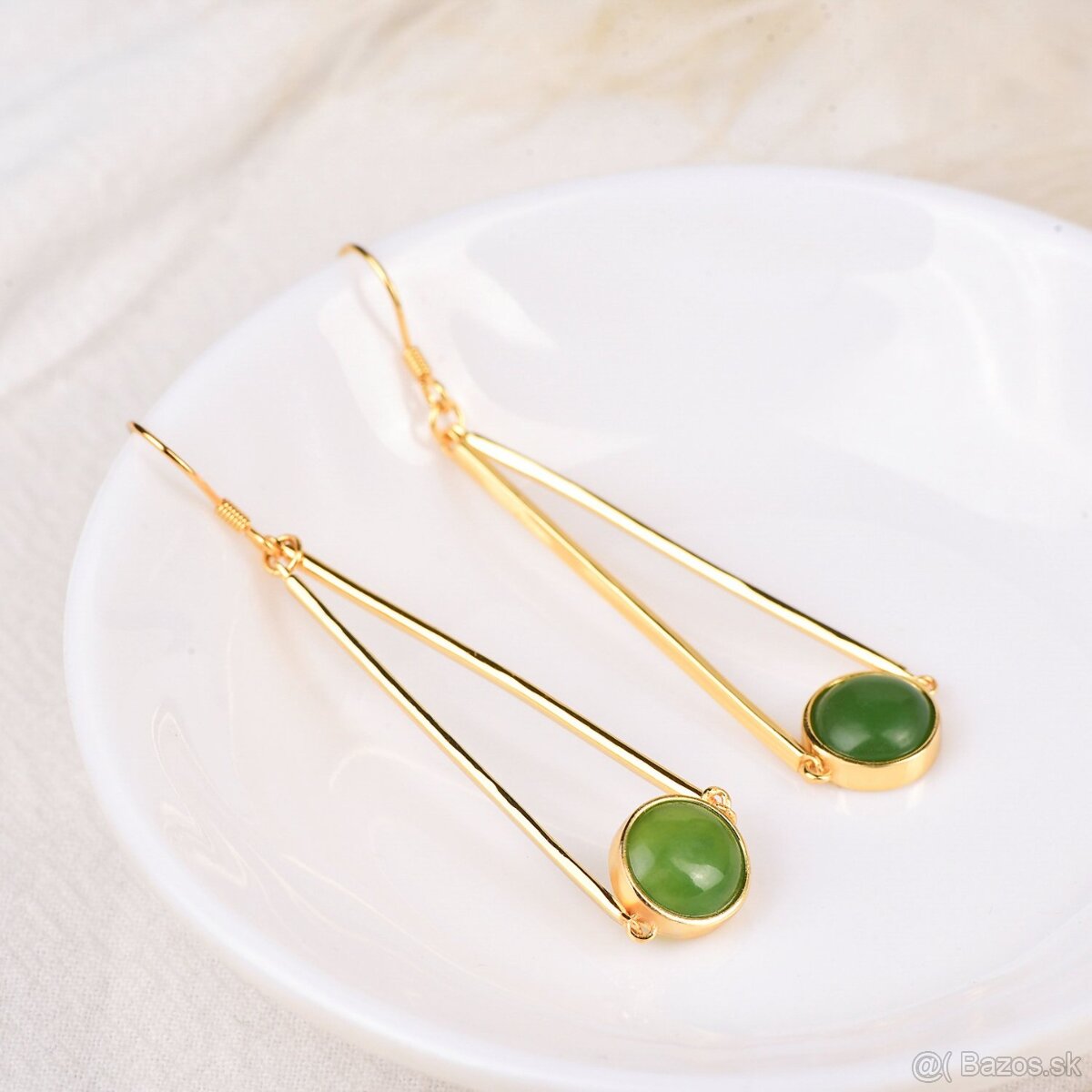 Nefritové visiace náušnice s certifikátom - 6
