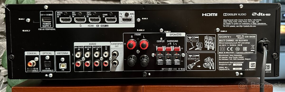 Sony STR-DH590 725 Watt (AV receiver 5.2) + 5x drevené repro - 6