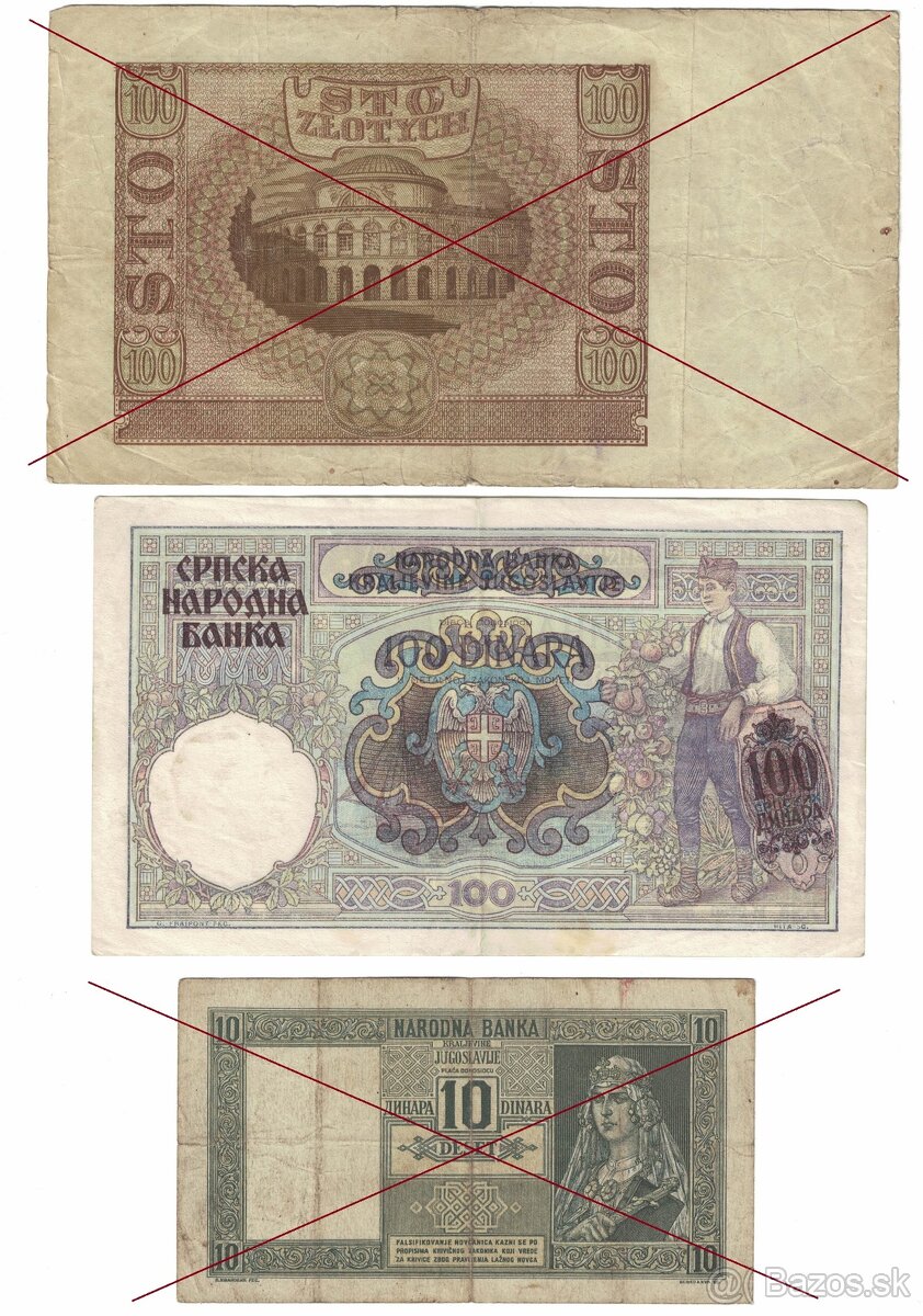 Zbierka bankoviek - Poľsko, Juhoslávia, Srbsko, Rakúsko Uhor - 6