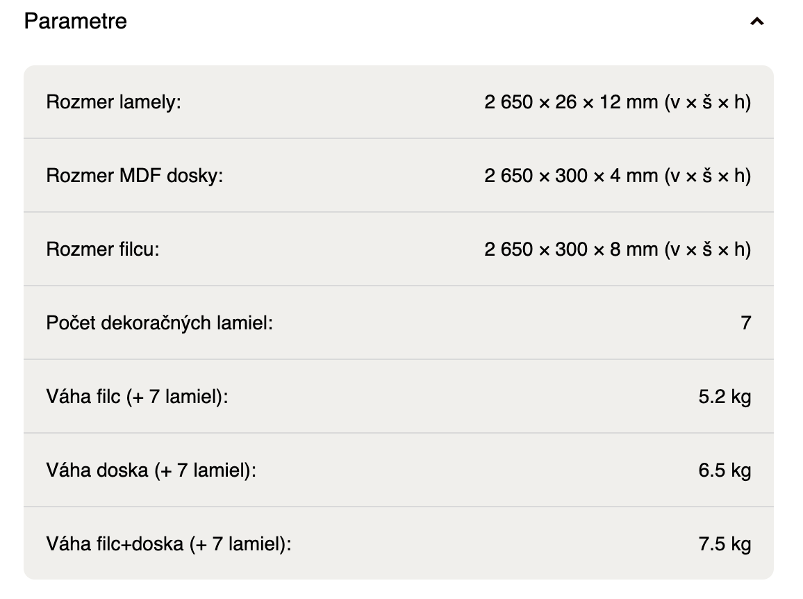 Predam dekoracny lamelovy panel, 2650 × 300 × 4 mm - 6