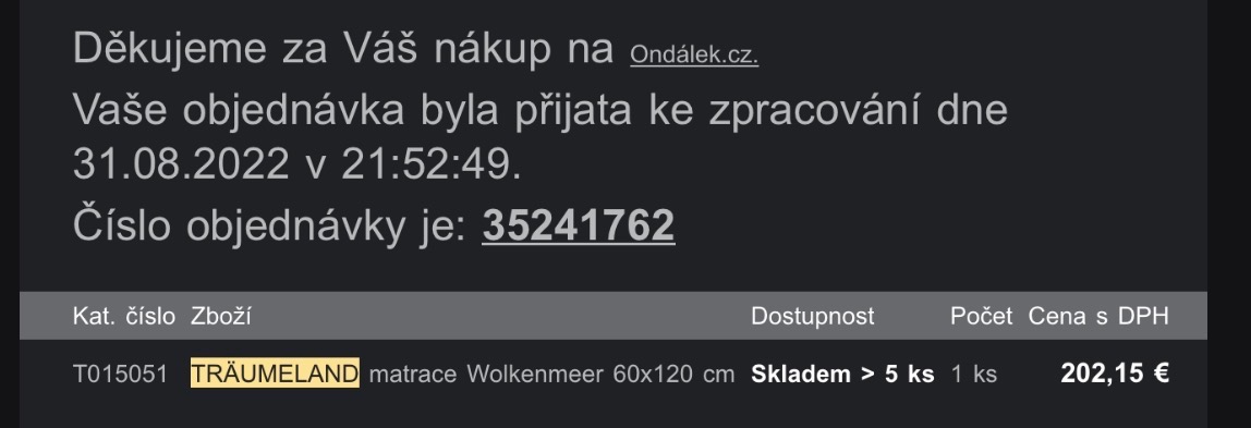 Matrac Träumeland 120x60 - 6