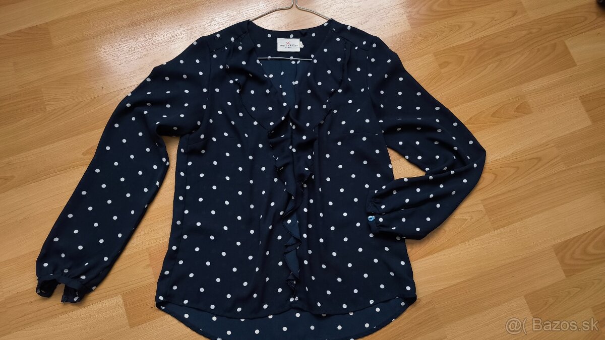 Tmavomodré bodkovaná blúzka - 6