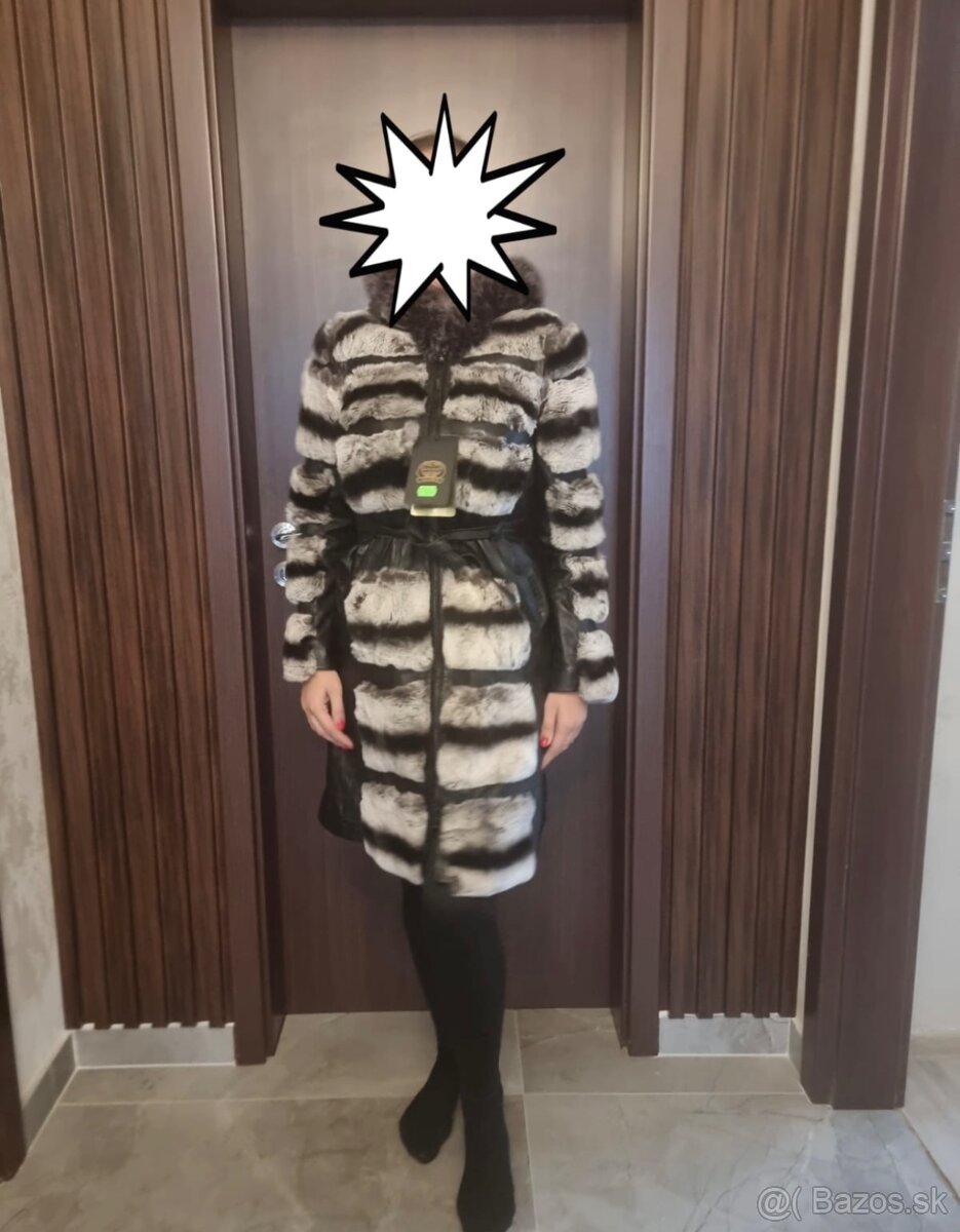 Luxusný kožený kabát z činčily - 6