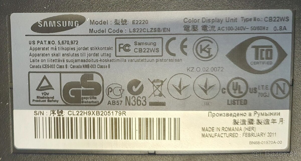 21,5" Samsung SyncMaster E2220 + stojan - 6