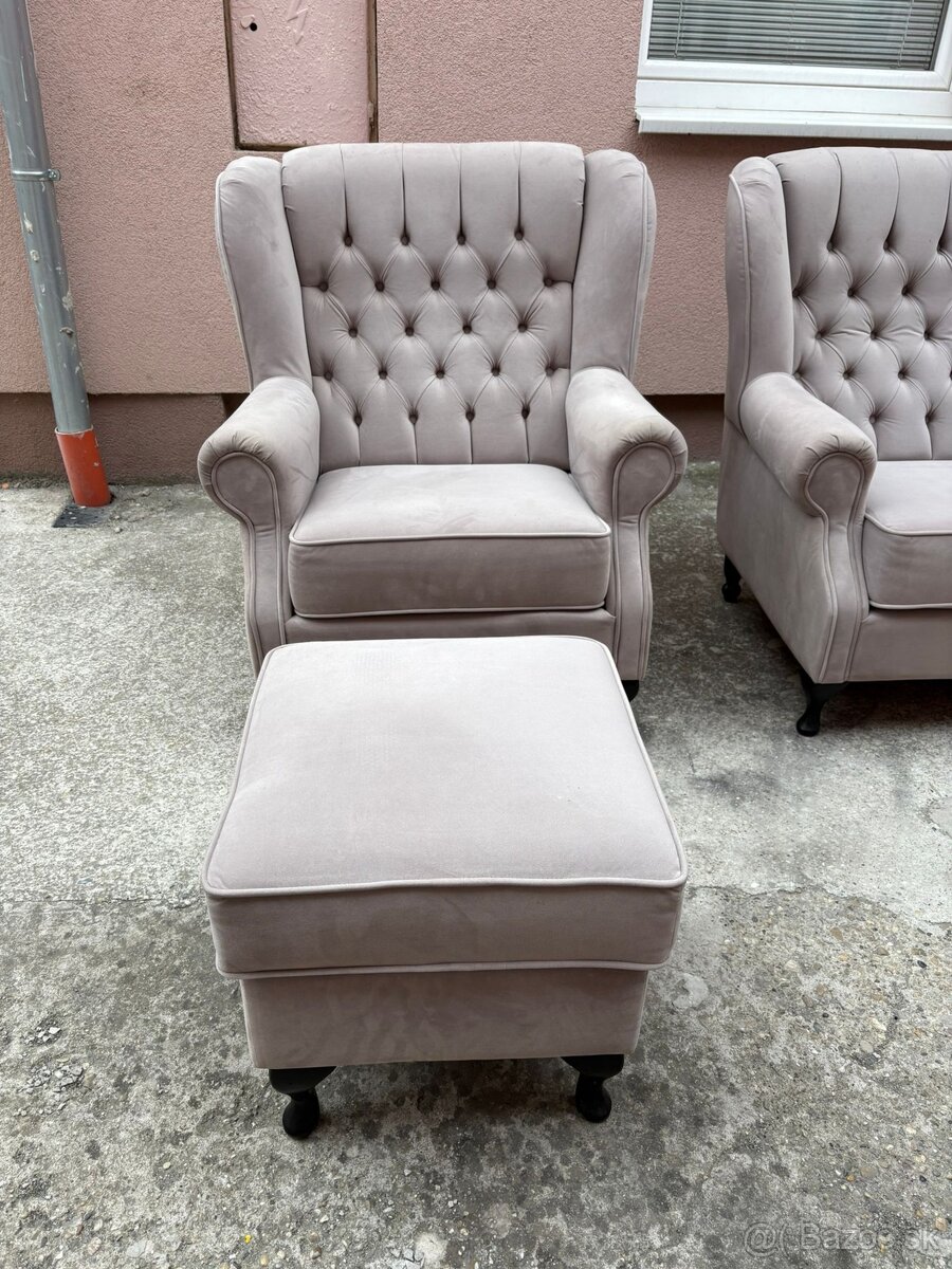 Elegantné kreslá 2ks + taburet - 6