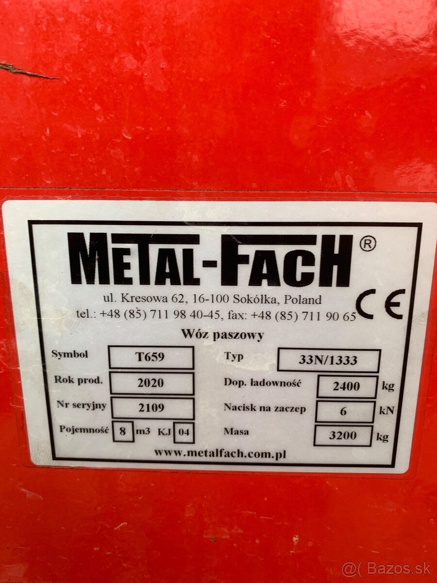 Predám krmný voz Metal-Fach 8m3 - 6