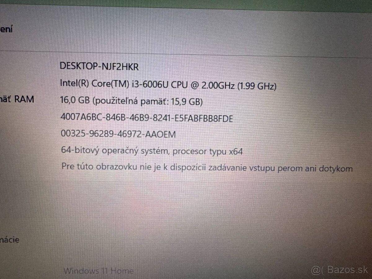 Notebook ASUS VivoBook i3-6006U / 16GB RAM / 256GB SSD / FHD - 6