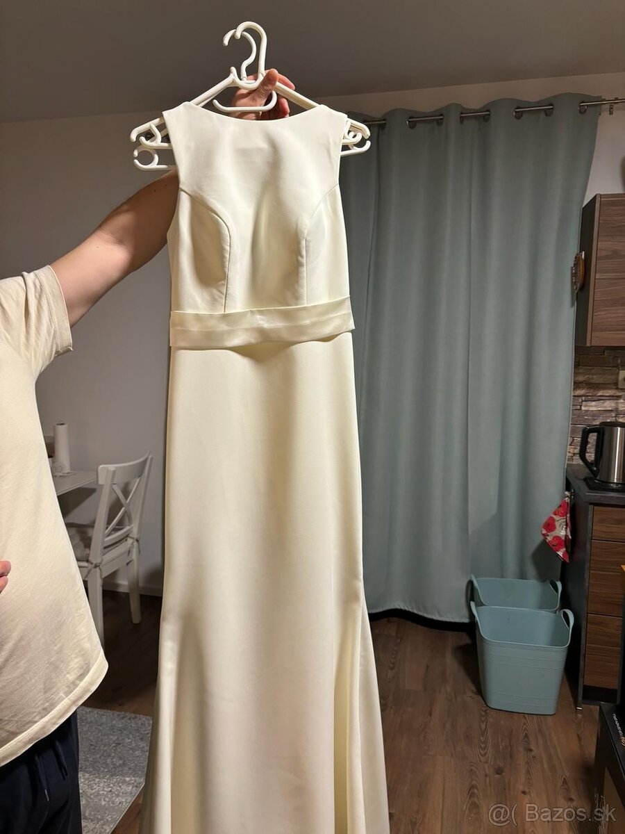 Svadobné šaty so závojom a korunou – farba ivory, elegantné - 6