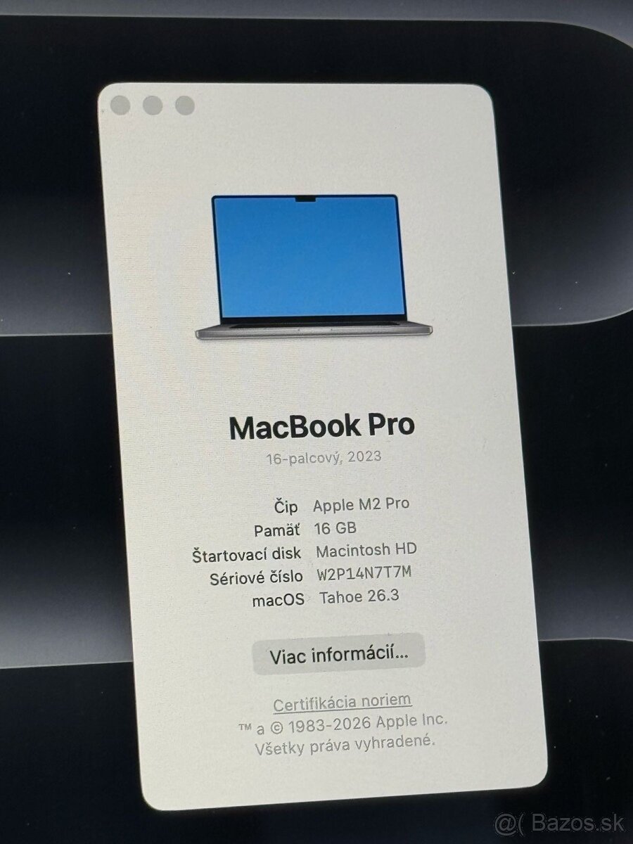 Predám MacBook Pro 16” M2 Pro - 6