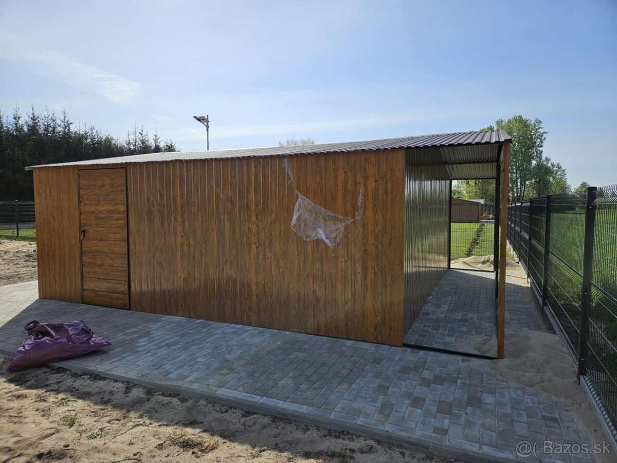Plechová garáž s prístreškom - 6