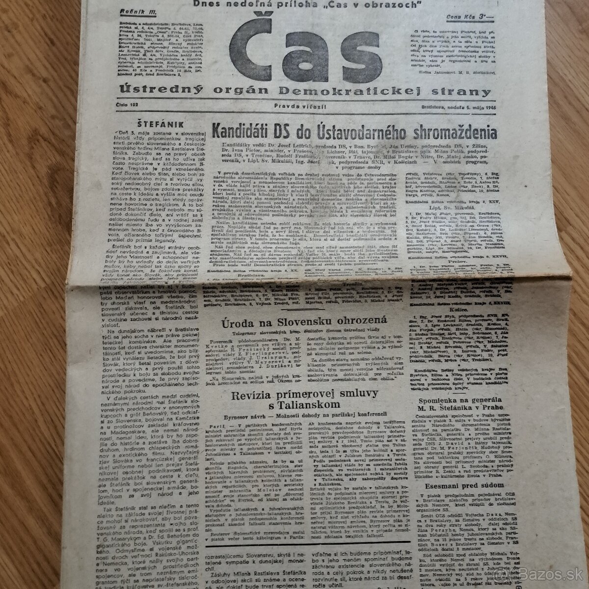 Originál povojnové noviny ČAS 1946 - 6