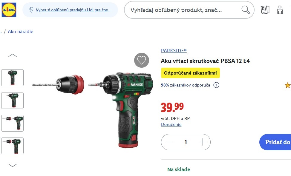 Aku vŕtací skrutkovač 12 V PBSA 12 - nepouzité - 6