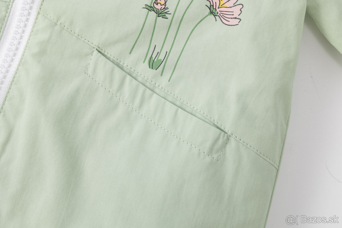 Dievčenská bunda – zelená s kvetinovým motívom - nová - 6