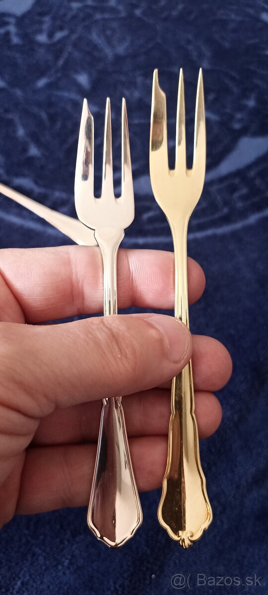 Investičné striebro–zlaté dezertné vidličky–Nemecko-145,5g - 6