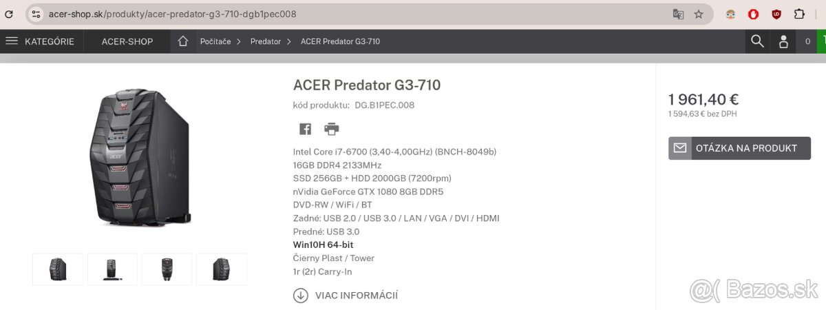 Herný počítač - Acer Predator + Monitor + Klávesnica + Myš - 6