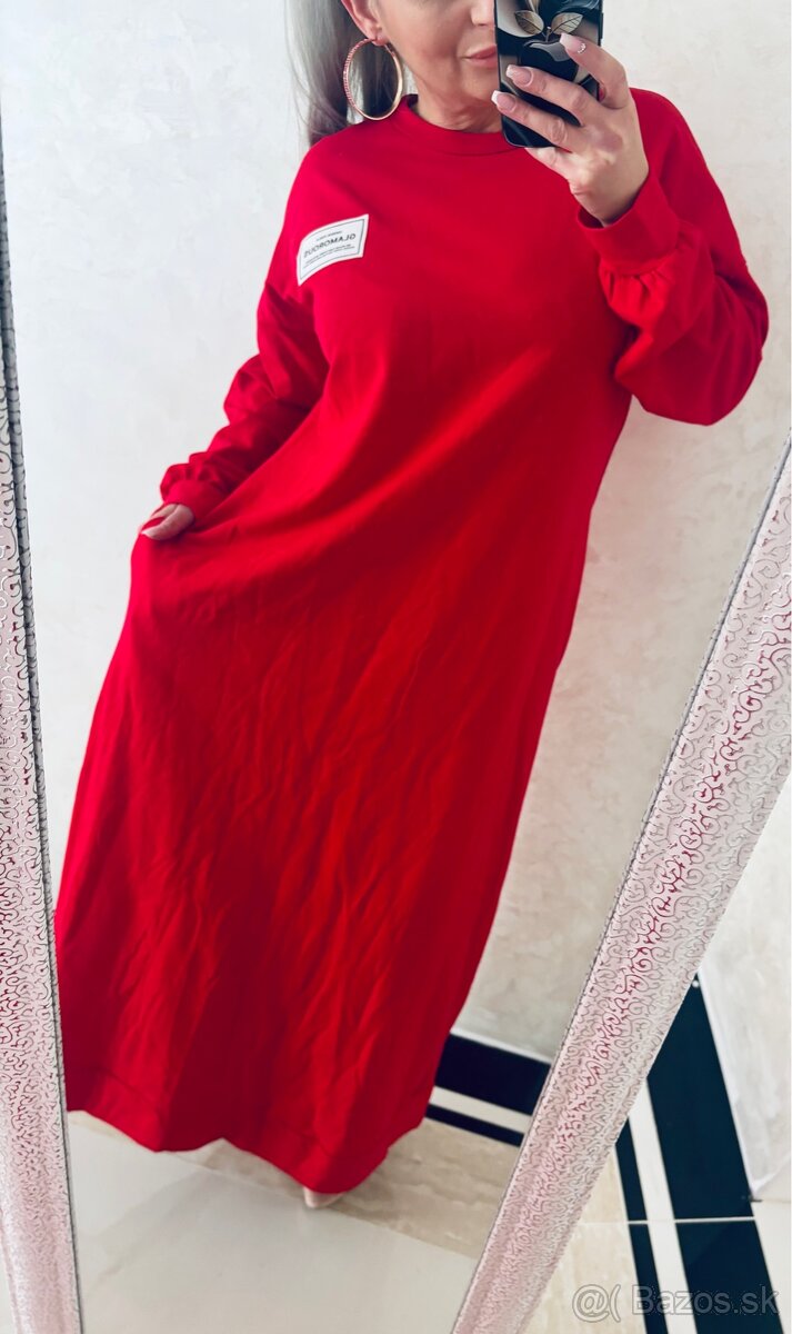 Mega bavlnene maxi šaty red - 6