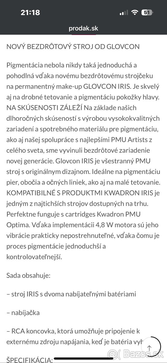 Tetovací strojček Iris Glovcon/bezdrôtový PMÚ - 6