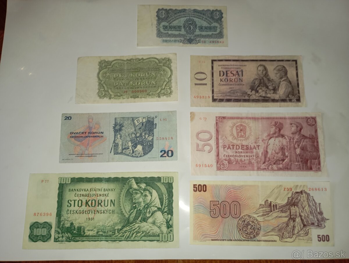 SESTAVA BANKOVEK 3-500 KČS, 60. LÉTA, 7 RŮZNÝCH NOMINÁLŮ - 6