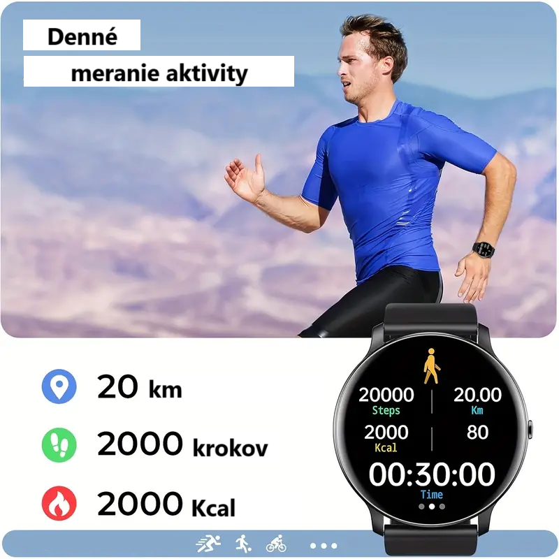 Fitness smart hodinky okrúhle, možnosť volania - 6