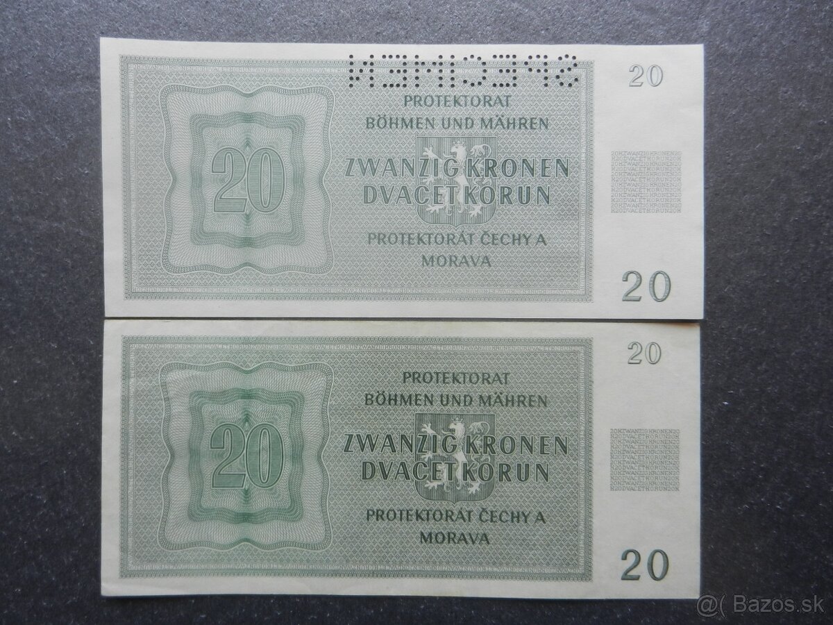 Bankovky Protektorát perforované a neperforované - 6