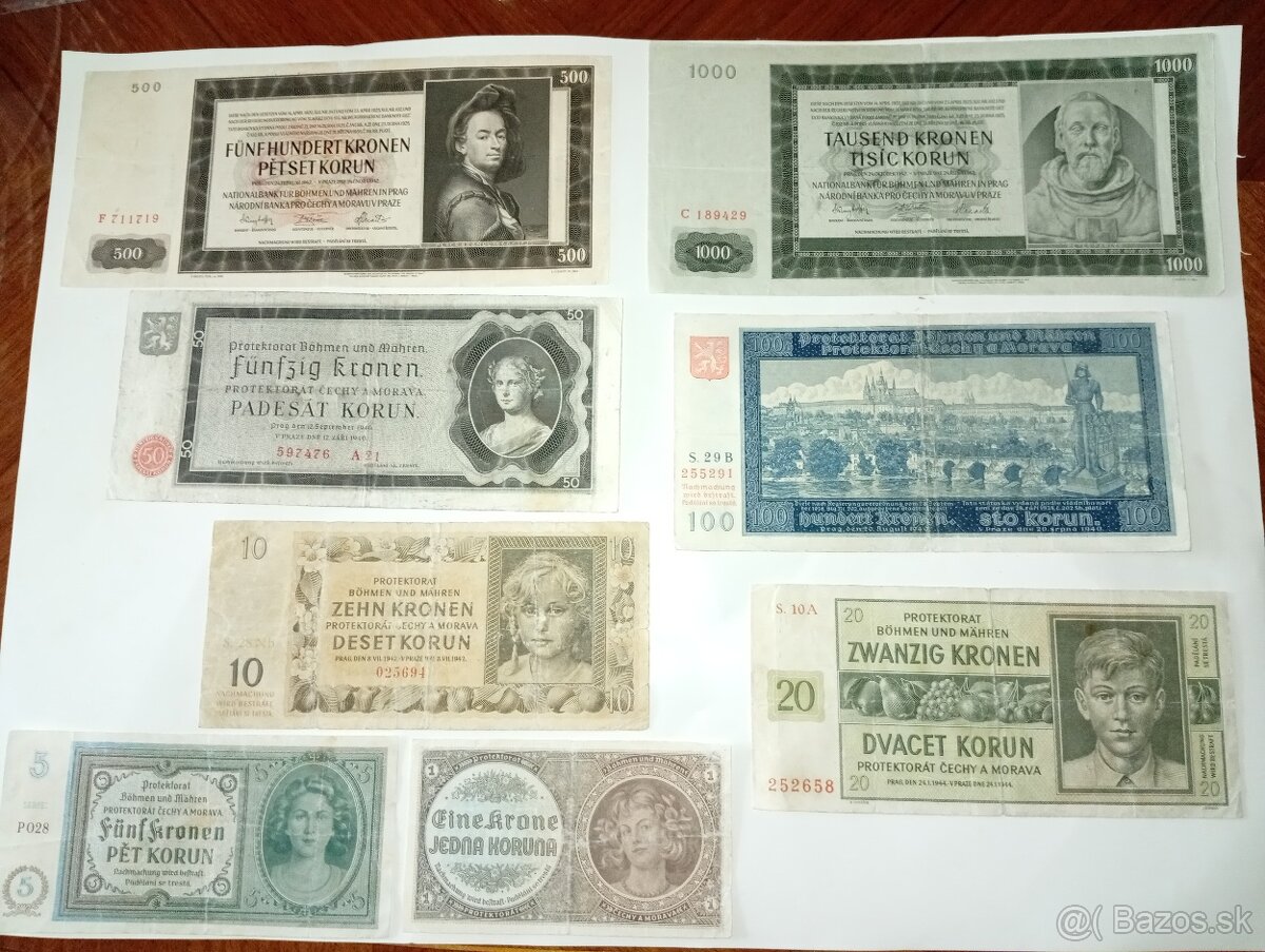 SESTAVA BANKOVEK 1-1000 K, 40. LÉTA, VŠE NEPERFOROVANÉ - 6