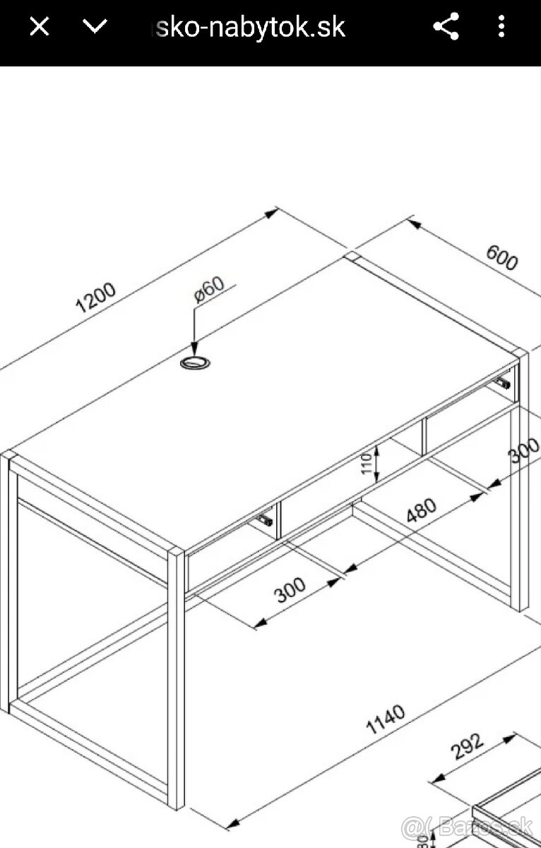 Dizajnový písací stôl 120x60cm - 6
