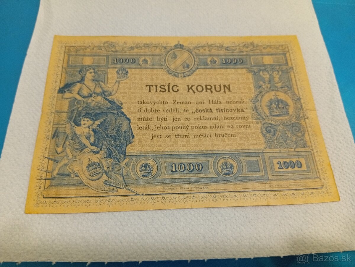Veľmi vzácna 1000 Korún 1919 - 6