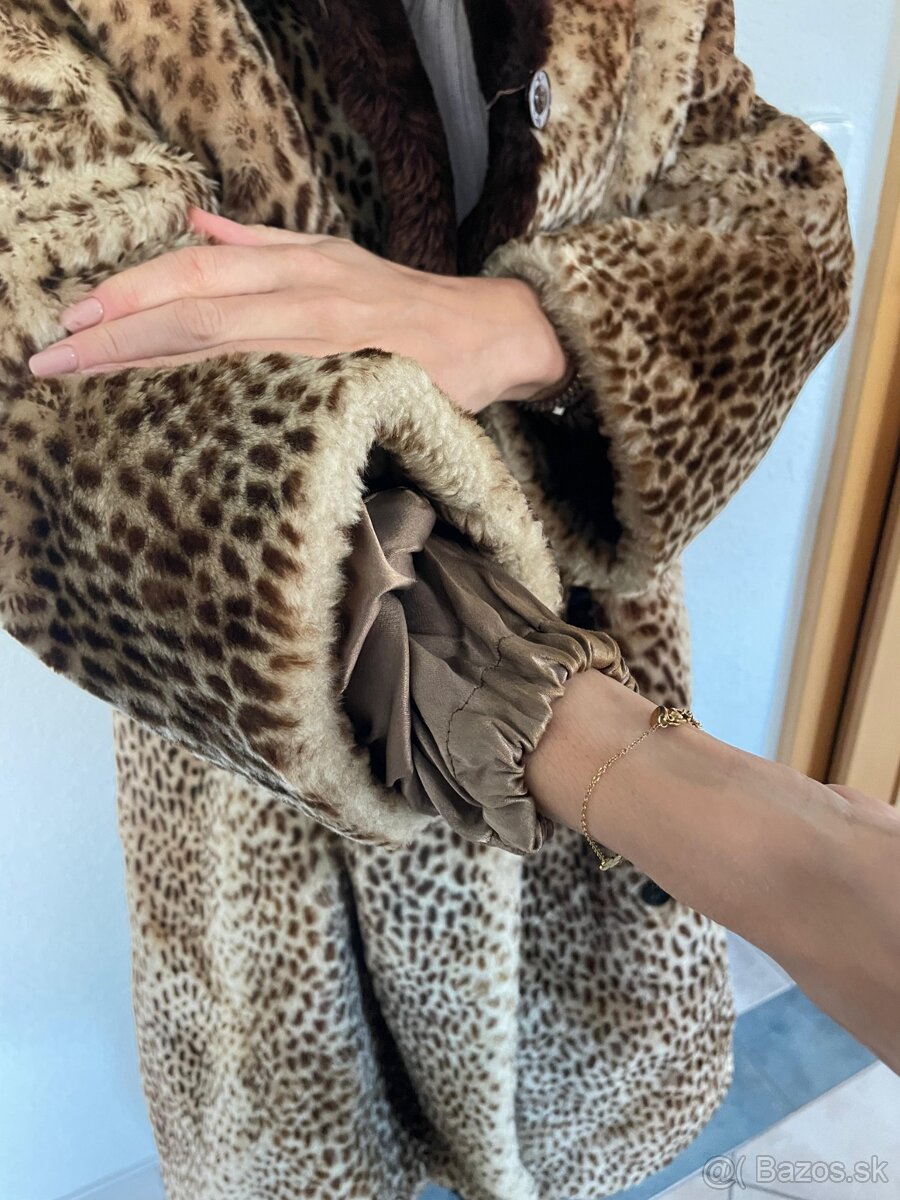 Vintage - pravý kožuch vzor "leopard" - 6