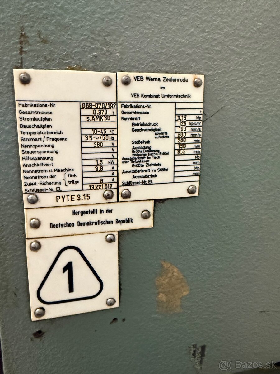 Hydraulický lis PYTE 3.15 - 6