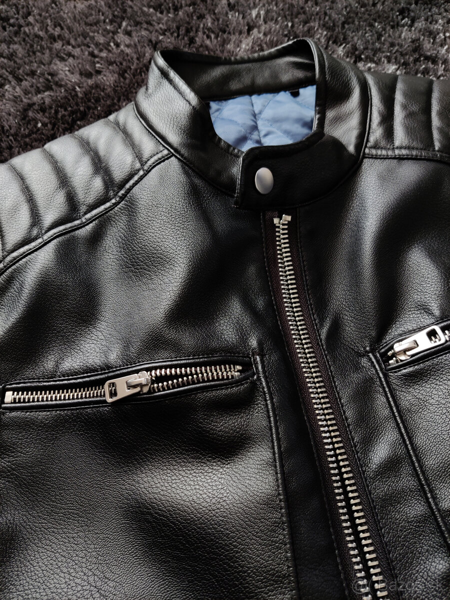 Pánska koženková bunda, bombera, riflovka - 6