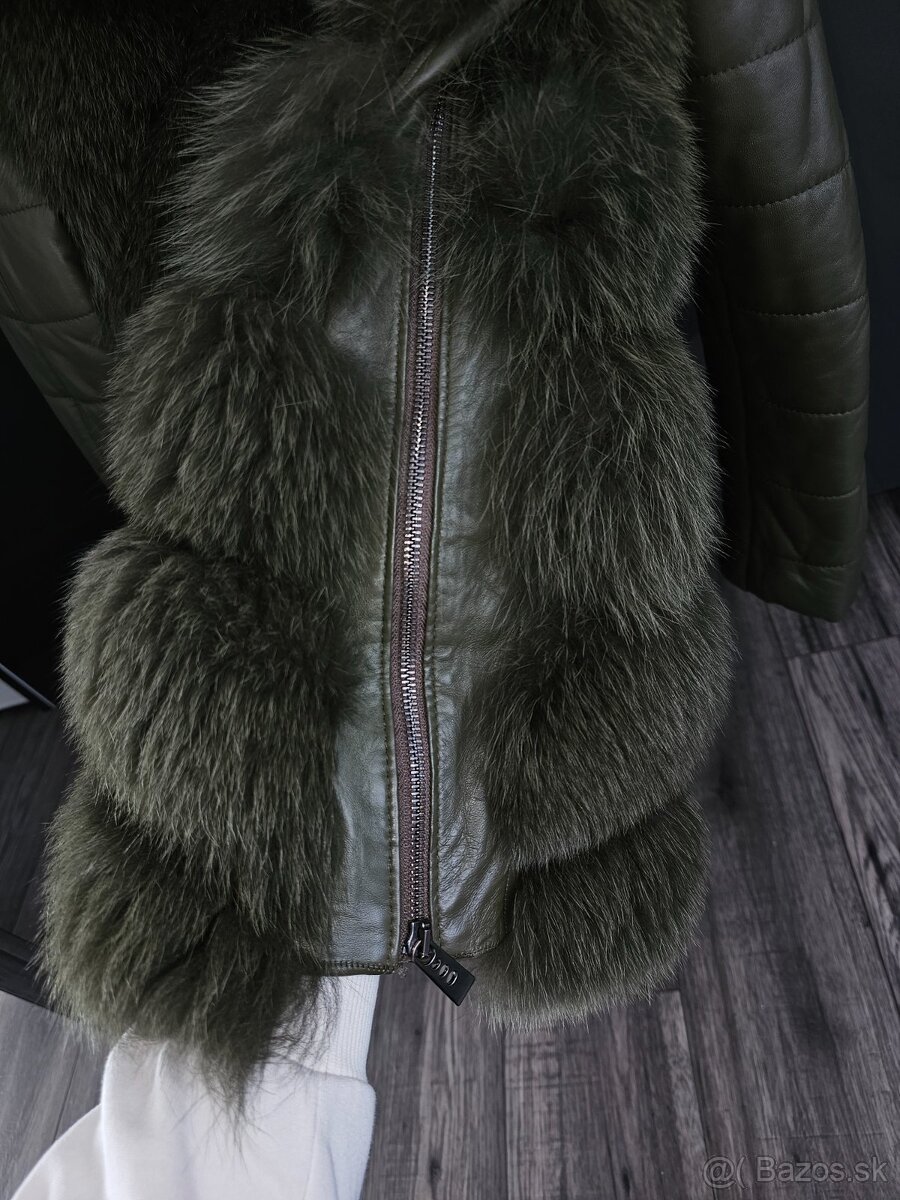 Khaki kožuch z líšky - 6