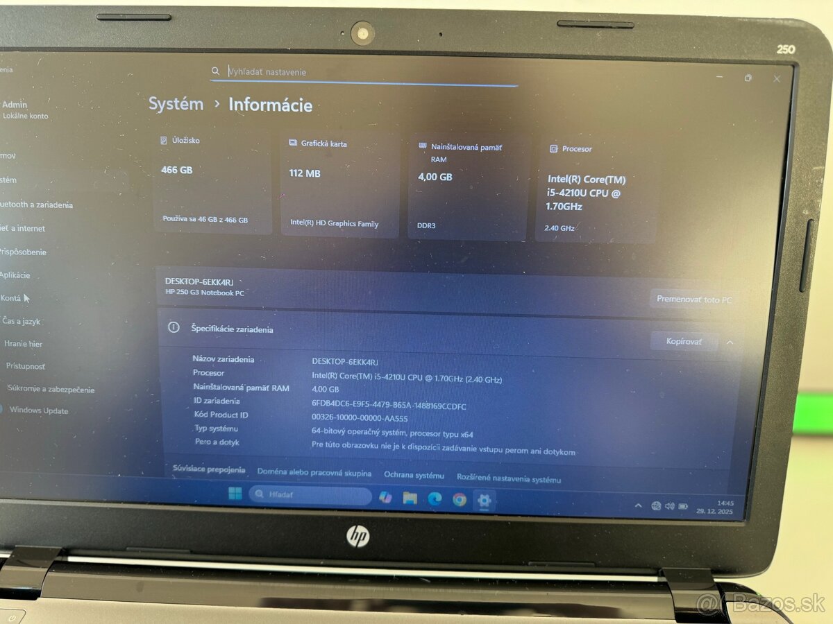Šikovný notebook HP 250 G3 - 6