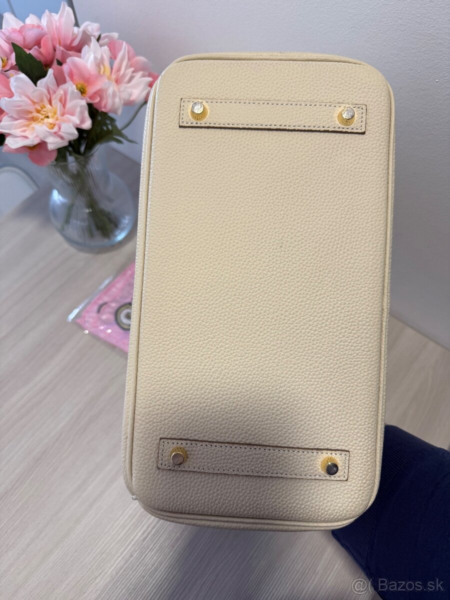 Dámska kožená krémová kabelka - 6