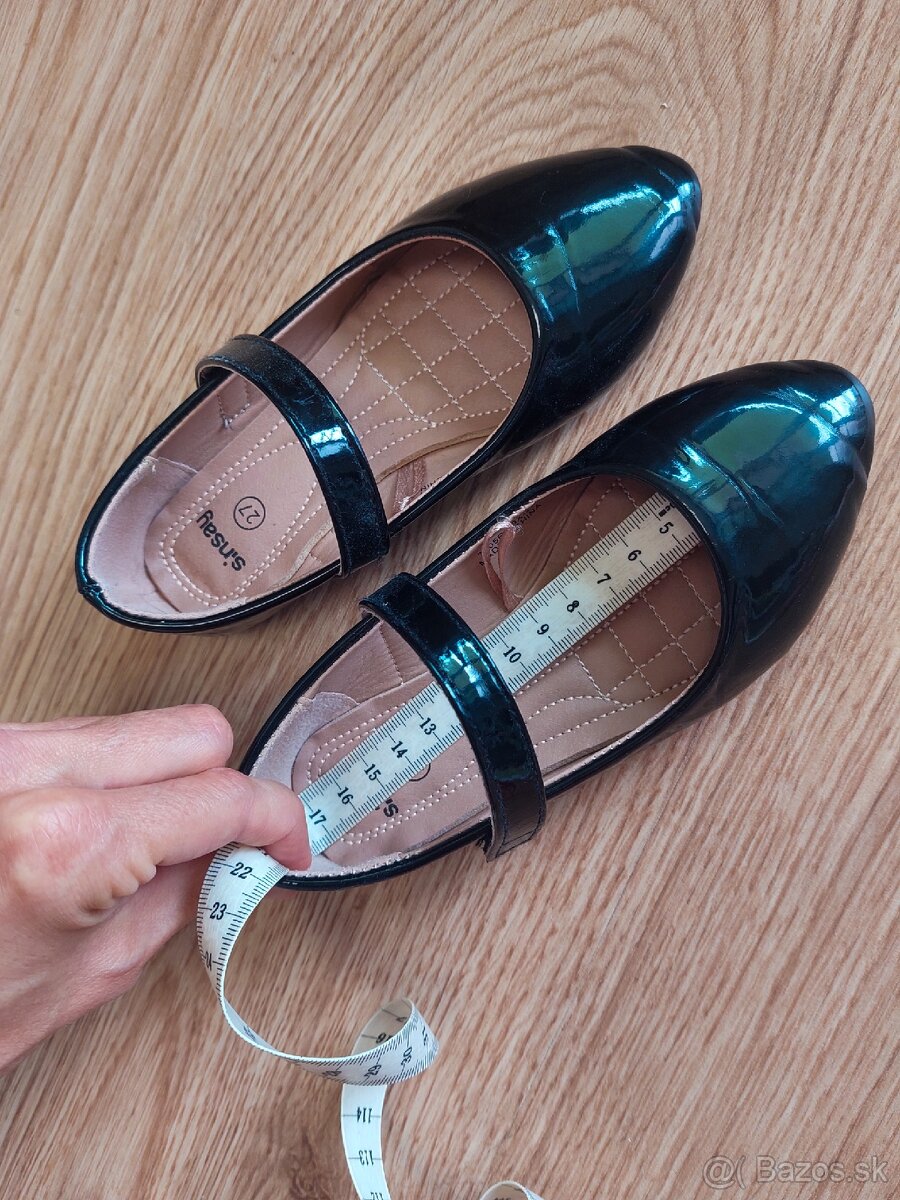 Cierne lakovane baleriny na suchy zips 27 - 6