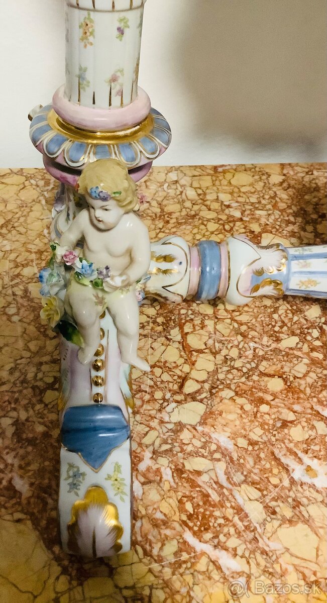 Staré porcelánové stolní zrcadlo Německo - 6