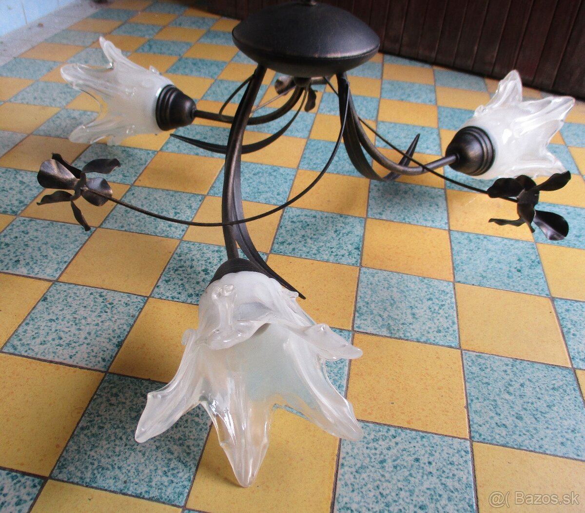 starožitný trojlampový luster - 6