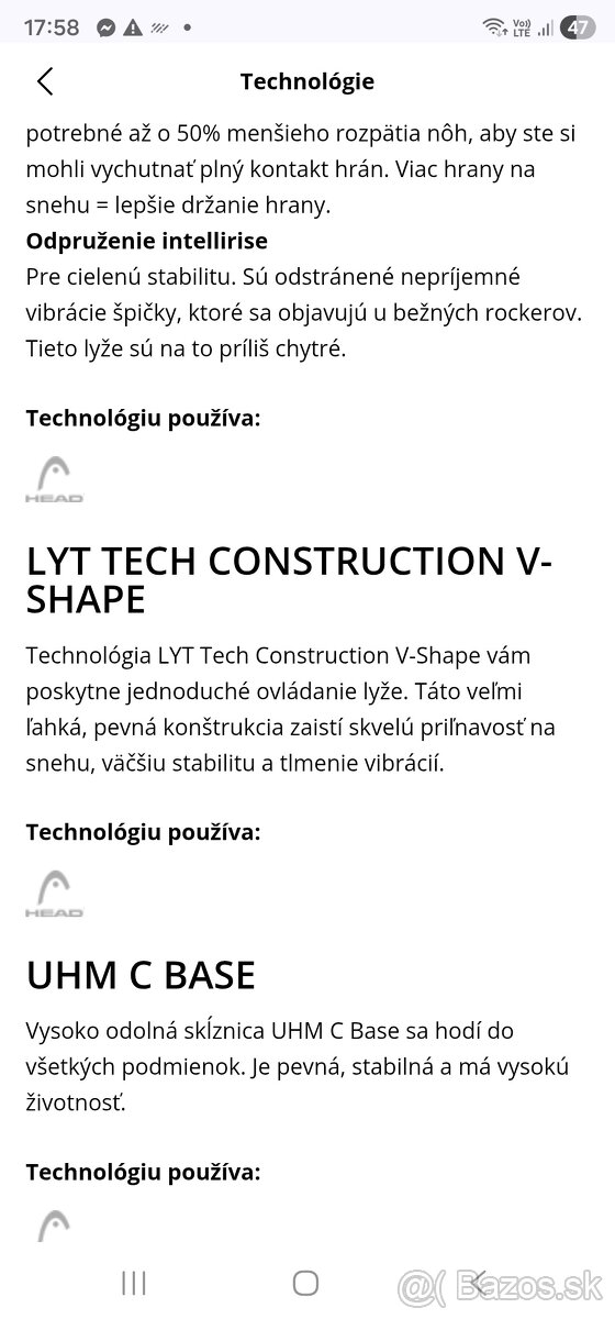Lyže Head Shape V3 149cm top stav - 6