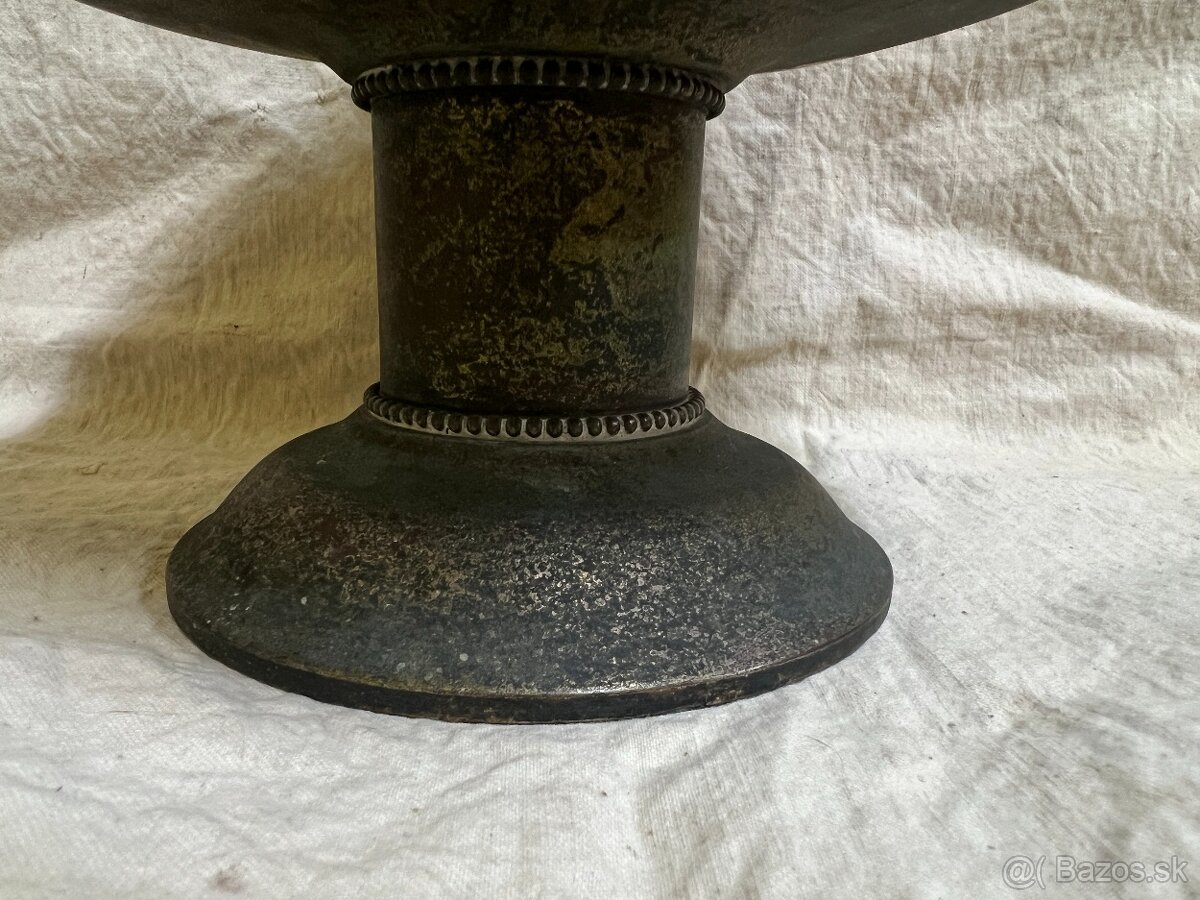 Postriebrená secesná misa na nohe, Pavel Renner BB - 6