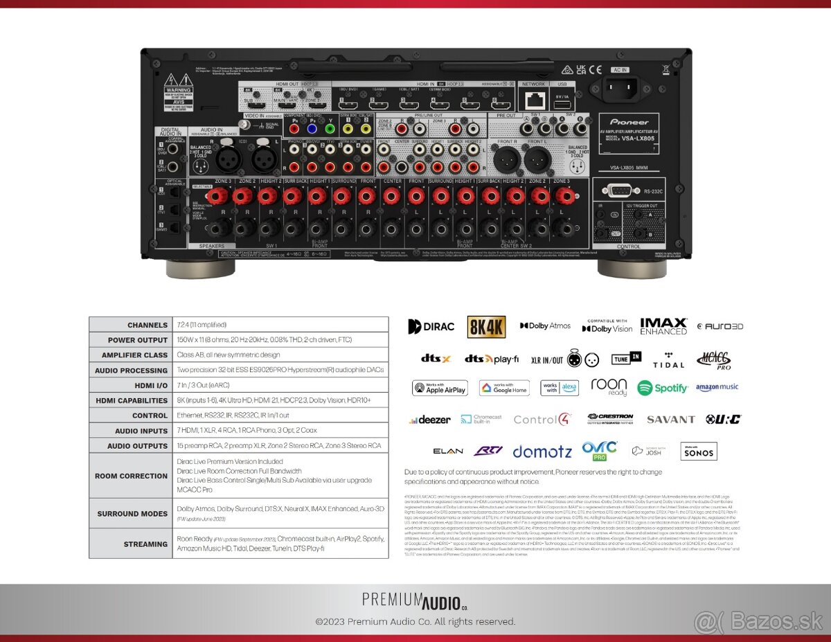 Predám Pioneer VSA-LX805 Premium AV receiver - 6