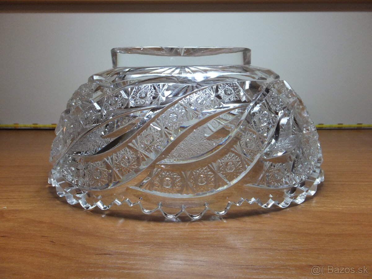 Retro luxusní křišťálová oválná broušená mísa. - 6