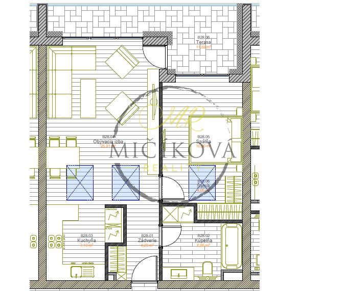 Nadštandardný vzorový 2-izbový byt 59,04 m2 s terasou 11,59 - 6