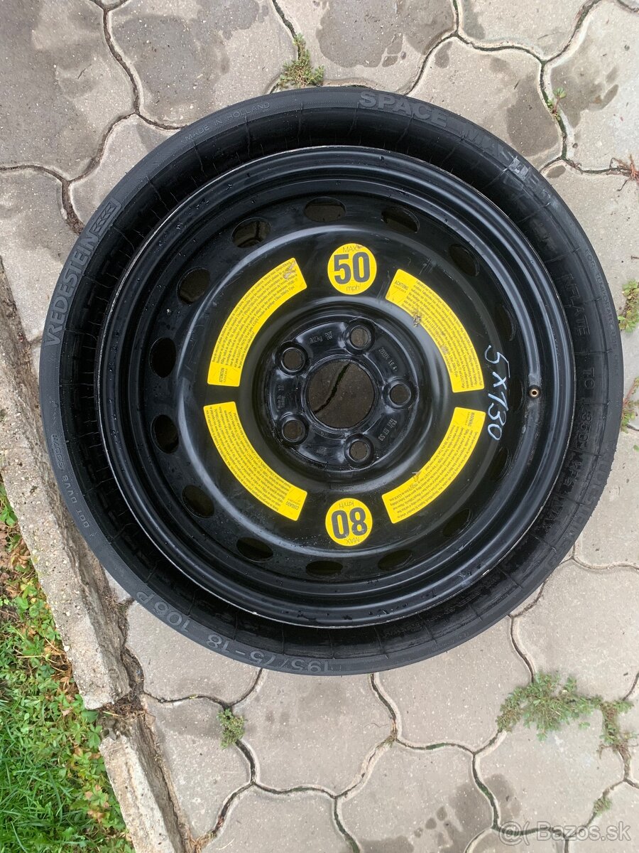 Predám dofukovacie dojazdove koleso 5x130 R18 - 6