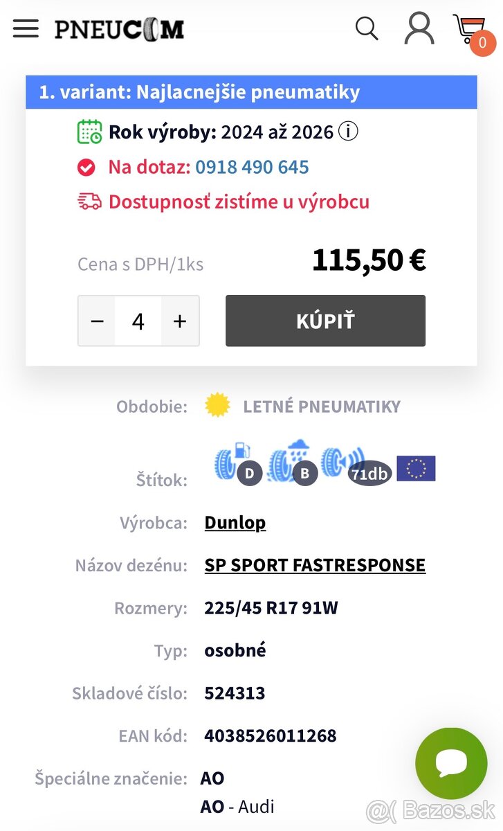 225/45 r17 Dunlop Sp sport fastresponse - 6